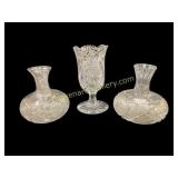 Three Pieces Brilliant Cut Glass