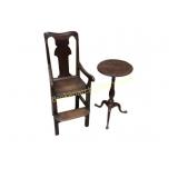 Wooden High Chair and Pedestal Table Set