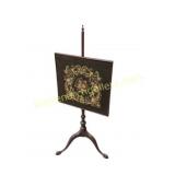 Mahogany Pole Screen with Floral Needlework