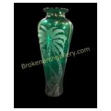 Etched Glass Tall Vase
