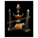 Pair Slate Obelisk, Table Lamp