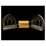 Pair Iron Bookends Florentine Box