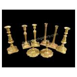 Four Pair Brass Candlesticks