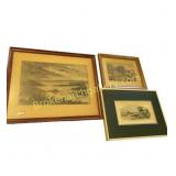 Framed Antique American Prints and Landscape