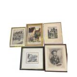 Five Framed Fine Art Prints and Etchings