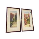 Pair of Vintage Hand-Colored Photographs