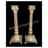 Pair Vintage Lacquered brass Candlesticks