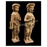 Pair Carved Wooden Sculptures