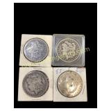 Four Early Morgan Silver Dollars