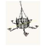 Gothic Revival Ornate Wrought Iron Chandelier
