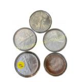 5 American Silver Eagle Coins & 1 Silver Round