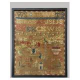 Framed 1863 Schoolgirl Sampler