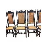 Set of 8 Jacobean Carved Oak  Dining Chairs
