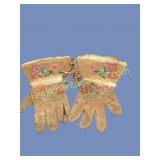 Native American Beaded Leather Gauntlet Gloves