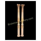Pair of Large Gilt & Polychrome Corinthian Columns