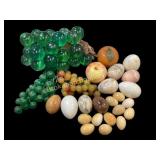 Collection of Glass Fruit, Marble Eggs