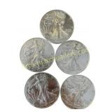 5 American Silver Eagle $1 Coins