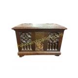 Antique Gothic Revival Relief-Carved Table Trunk