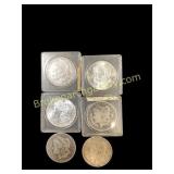 Six Morgan Silver Dollars