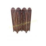 Vintage Chinese Carved Four-Panel Wood Scree