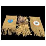 Three Native American Leather Medicine Bags
