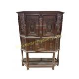 Gothic Revival Relief-Carved Oak Court Cupboard