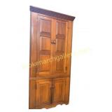 Walnut Paneled Door Corner Cabinet
