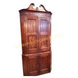 2 Pc Figured Georgian Mahogany Corner Cabinet