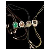 Four Sterling and Gemstone Bolo  Neckties