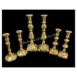 Three Sets Brass Candlesticks