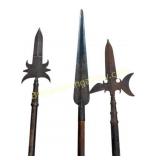 Group of Three Antique Style Engraved Polearms