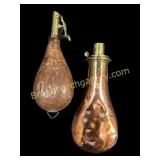 Two Antique Hun Powder Flasks