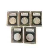 Lot of 5 Morgan Silver Dollars