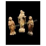Three Antique Carved Statuary