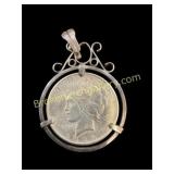 Sterling Silver Mounted Peace Dollar
