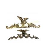 2 Antique Giltwood Eagle and Foliate Mirror Crest