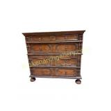 Antique Jacobean  Paneled Oak Chest