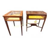 2 Mahogany and Inlaid Vitrine Display Cases