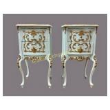 Pair Louis XV Style Blue Painted Stands