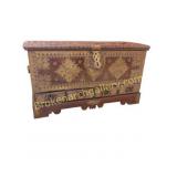 Antique Asian Zanzibar Brass Ironwood  Dowry Chest