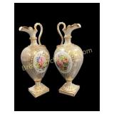 Pair Dresden Porcelain Ewers