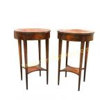 Pair of Antique Painted Round Accent Tables