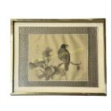 Chinese Silk Painting of Raven on Branch