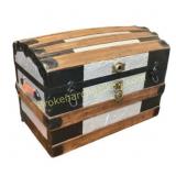 Wood and Metal Steamer Trunk with Lid