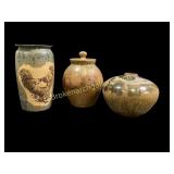 Three Pieces Leftwich Pottery