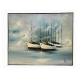 Large Mid Century Modern Nautical Painting