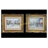 Pair European Streetscapes, R. Davey