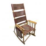 Costa Rican Wooden Rocking Chair with Leather Acce