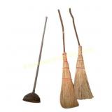 Brooms and Metal Clothes Plunger