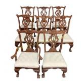 Eight Carved Wood Dining Chairs